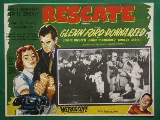 Glenn Ford Ramson Crime Donna Reed Film - Noir Spanish Mexican Lobby Card 5