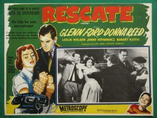 Glenn Ford Ramson Crime Donna Reed Film - Noir Spanish Mexican Lobby Card 6