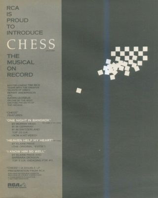 (sfbk1) Poster/advert 14x11 " Chess - The Musical On Record