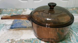 Vintage Corning Vision Pot Amber 1.  5 L Pot With Lid V - 1.  5 - C