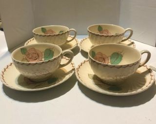 4 Susie Cooper Patricia Spiral Rose 4 Cup 8 Saucer