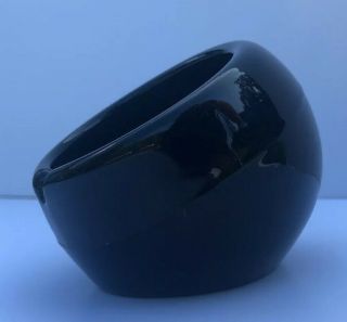 Mid Century Viking Glass Black Orb Ashtray Vintage Sphere Ball