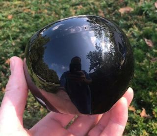 Mid Century VIKING GLASS Black ORB Ashtray Vintage Sphere Ball 7