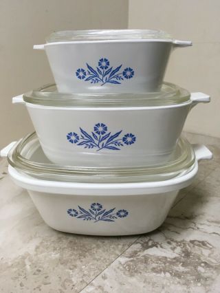 Vintage Corning Ware Blue Cornflower Casserole Dishes