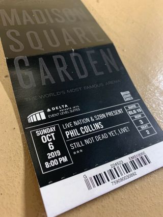 Phil Collins Msg October 6th 2019 Vip Suite Souvenier Ticket From Concert