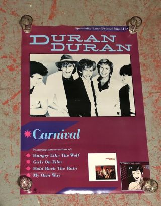 Duran Duran Orig.  Carnival Lp 1982 Store Promo Poster Hungry Like The Wolf