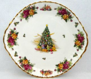 Royal Albert Old Country Roses Christmas Magic Meat Platter Cake Plate England