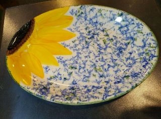 Poole Pottery England Sunflower Vincent Oval Plate Hand Painted