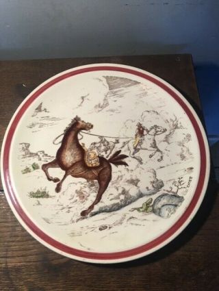 Vernon Kilns California Art Pottery Bits Of The Old West Horse Thieves 14 " Plate