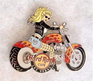 Hard Rock Cafe Las Vegas Sexy Girl Faith Riding Flaming Motorcycle Pin 98795