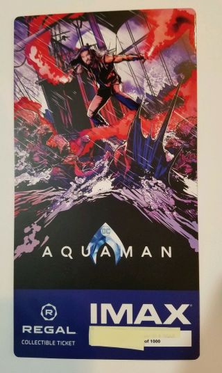 Aquaman Regal Imax Collectible Ticket - Mini Poster Code Of 1000,  1st Week