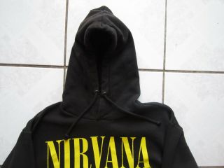 Nirvana Smiley Face Hoodie Black Pullover Sweater Jumper Size Large 3