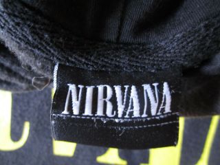 Nirvana Smiley Face Hoodie Black Pullover Sweater Jumper Size Large 4