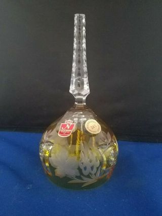 Nachtmann Bleikristall Cut - To - Clear Crystal Yellow Bell 6 1/2 " H Bavaria Germany