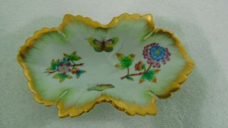 Herend Hungary Butterflies Flowers Gold Trim Hand Painted Dish 7719 Vbo 6 " Long