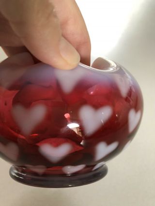 Fenton Candle Holder With Hearts 4