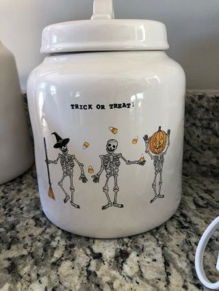 Rae Dunn Trick Or Treat Skeleton Halloween Canister Cookie Jar Candycorn Sh