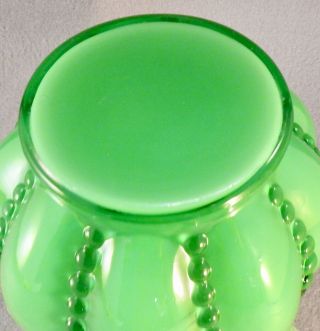 1948 - 1953 FENTON Green beaded melon OVERLAY vase (G324) 8