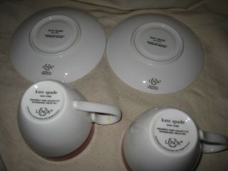 2 Lenox Kate Spade Rutherford Circle Red Gramercy Park Cups & Saucers 2
