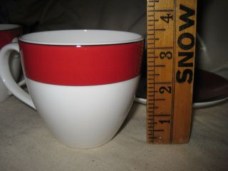 2 Lenox Kate Spade Rutherford Circle Red Gramercy Park Cups & Saucers 3