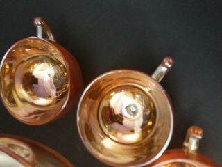 Vtg Jeannette Marigold Carnival Glass Christmas Egg Nog Set Bowl 6 Cups Holiday 6
