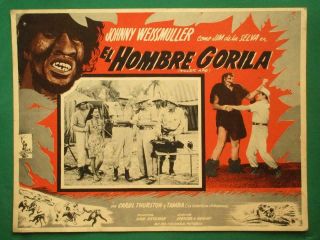 Johnny Weissmuller Killer Ape Jungle Jim Monster Spanish Mexican Lobby Card 2