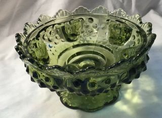 Fenton Hobnail Vintage Emerald Green Candle Or Flower Bowl Patent 3547569
