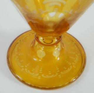 Yellow Amber Cut to Clear Czech Bohemian Cut and Etched Crystal Vase Amber 6