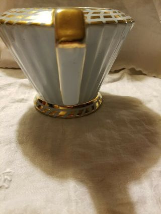 Vintage SADLER England Fluted Soft Blue & Gold Art Deco Teapot Signed 7