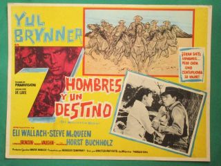 The Magnificent Seven Steve Mcqueen Yul Brynner Spanish Orig Mexican Lobby Card