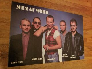 Vintage Men At Work Band Pop Poster 1983 Nm - 04 Colin Ray Greg Ham Aussie Rock