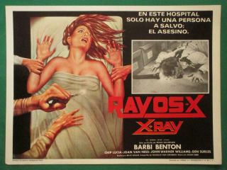 Hospital Massacre Horror Barbi Benton Woman Scared X - Ray Mexican Lobby Card 2