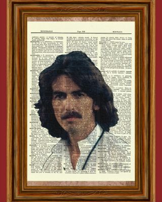George Harrison Dictionary Art Print Poster Picture Vintage Book Beatles Band