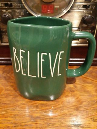 Rae Dunn 2019 Christmas Edition Mug " Believe " Green Color By Magenta