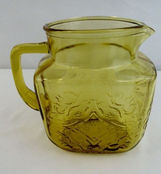 Federal Glass Madrid Amber Yellow Juice Pitcher 1932 - 39