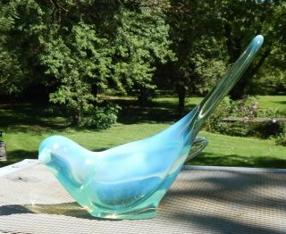 Fenton Opalescent Blue Glass Bird Of Happiness