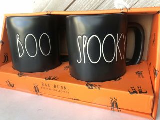 Rae Dunn Boo And Spooky Black Halloween Mugs Set Ll By Magenta