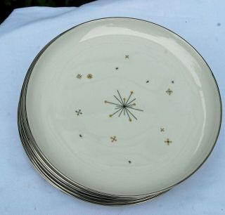 Syracuse China Evening Star Mid Century Modern Atomic - 7 Salad Plates (8 " Diam)