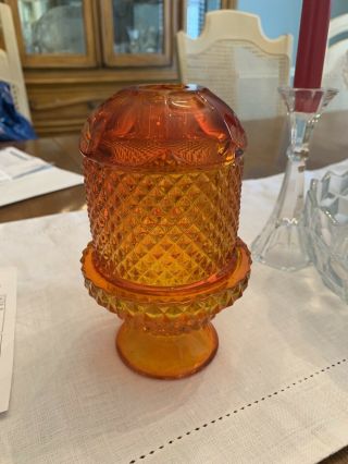 Early Viking Diamond Point Orange Fairy Lamp