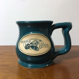 Ruffed Grouse Society Mug Hand Thrown Pottery Coffee Green Cup