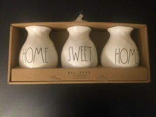 Rae Dunn Home Sweet Home Set Of 3 Bud Vases Large Letter Rare