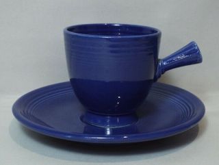 Vtg Homer Laughlin Fiesta Ware Cobalt Blue Stick Handle Demitasse Cup & Saucer