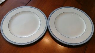 2 Ralph Lauren Maco Mandarin Blue Dinner Plate 10.  75 " Nwt