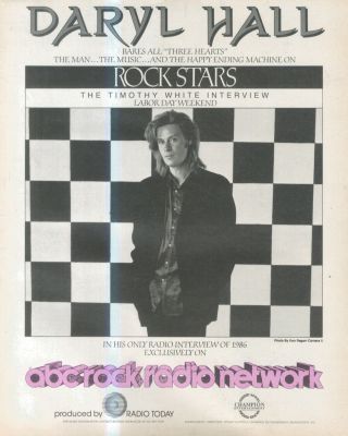 (sfbk27) Poster/advert 13x11 " Daryl Hall On Abc Rock Radio Network