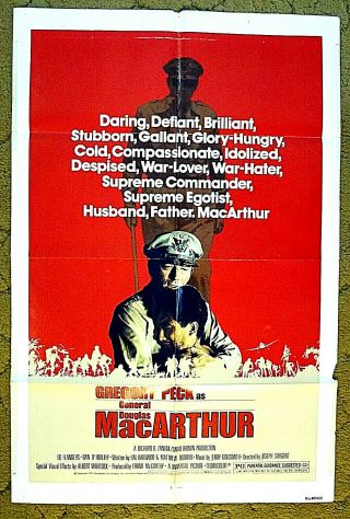 Old Soldiers Never Die.  Gregory Peck As " Macarthur " / 1977 Poster 27x41