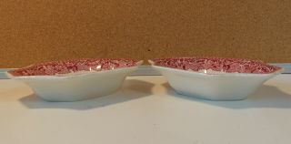 Mason ' s VISTA Pink Red Transferware Set of 2 Octagonal Small Dish 3