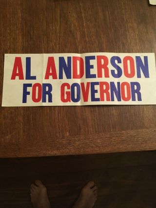 Nrbq - Music Memorabilia “al Anderson For Governor” Bumper Sticker Very Vintage.