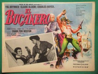 Yul Brynner The Buccaneer Pirates Art Spanish Mexican Lobby Card
