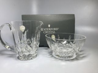 Waterford Crystal Lismore Pattern Sugar & Creamer W/ Box 5