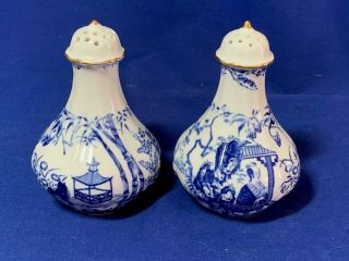 Royal Crown Derby China Blue Mikado Pattern Salt And Pepper Shakers